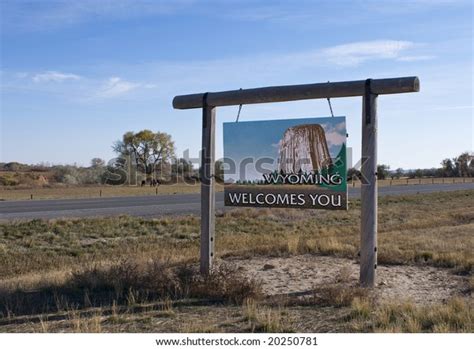 Welcome Sign Wyoming State Line Stock Photo Edit Now 20250781