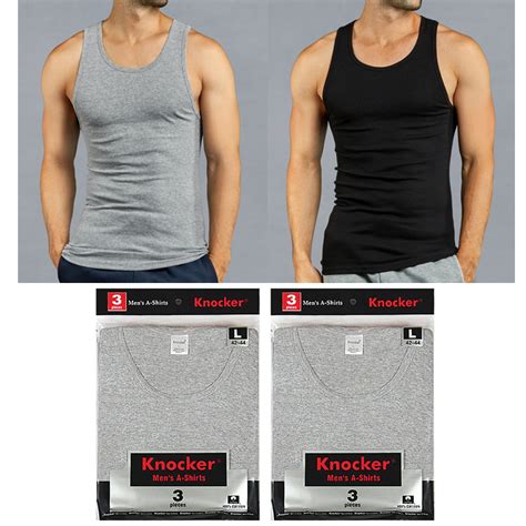 6 X Mens Tank Tops 100 Cotton A Shirt Ribbed Pack Undershirt Black