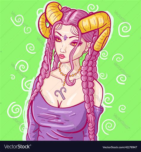 conceptual art of an aries woman with horns vector image