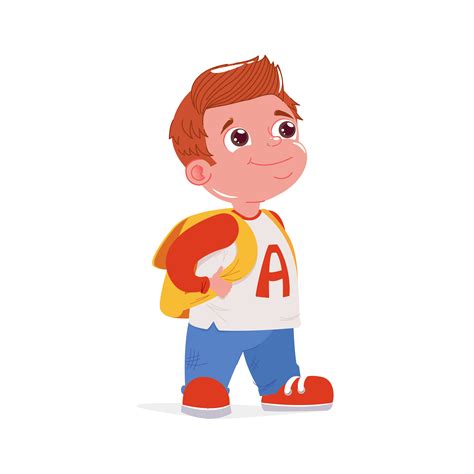 The Boy Goes To School With A Bag Children Study Day Vector Cartoon