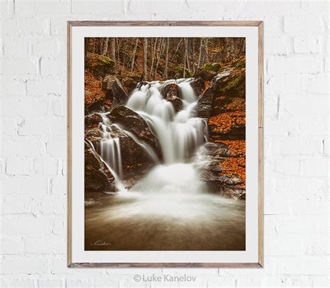 Autumn Waterfall Landscape Nature Print By Luke Kanelov