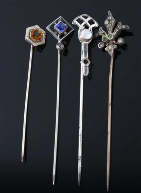 1800s Victorian Gold And Silver Ornamental Hat Pins