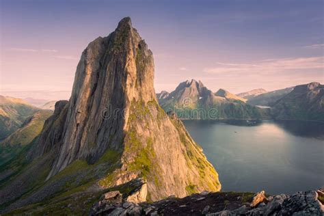 The Epic Segla Mountain Viewed From Mount Hesten At Sunset Senja