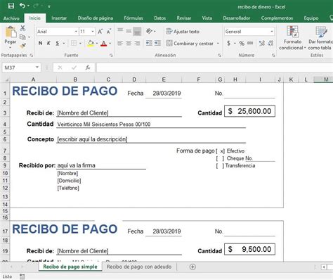 Plantilla De Excel Recibos De Pago Derechoenmexicomx Plantillas