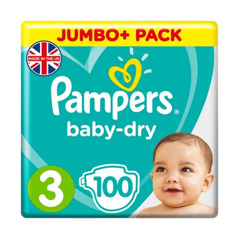 Pampers Baby Dry Size 3 Nappies Jumbo Pack 100 Pack Chemist Direct