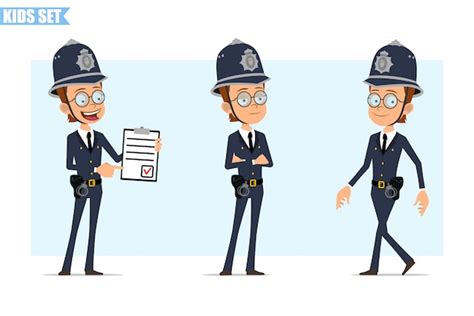 Premium Vector Cartoon British Policeman Boy Character Set