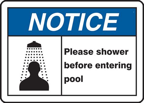 Please Shower Before Entering Pool Ansi Notice Safety Sign Madm707