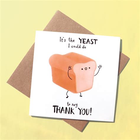 Bread Pun Thank You Card Thanks A Bunch Funny Greeting Card Etsy