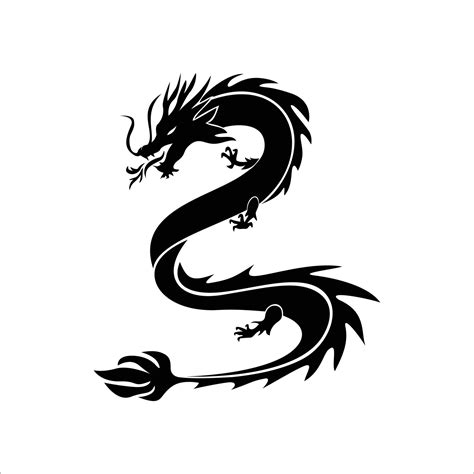 Chinese Dragon Silhouette Mythology Creature Logo For Your Business