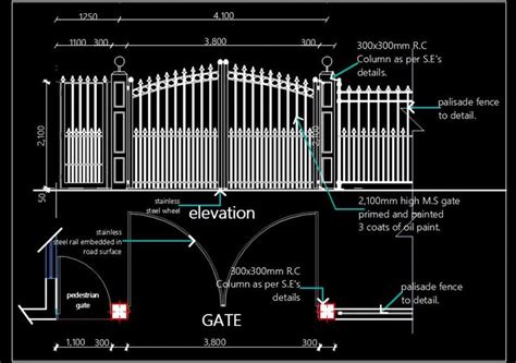 M S Main Entrance Gate Design DWG Details Plan N Design House Gate