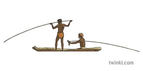 Aboriginal Men Spear Iascaireacht I Canoe History Australia Ks2 1