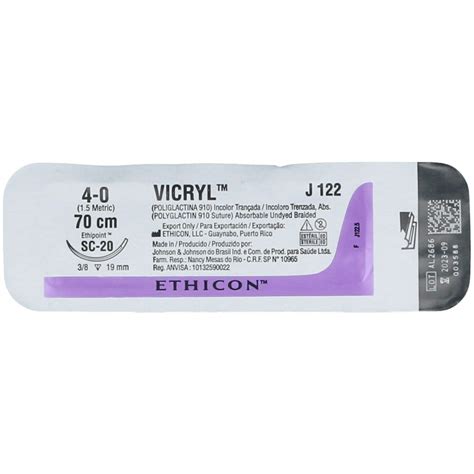 Sutura Vicryl 4 0 Sc 20 70cm R Ethicon Sobre X 1 Violeta 70cm