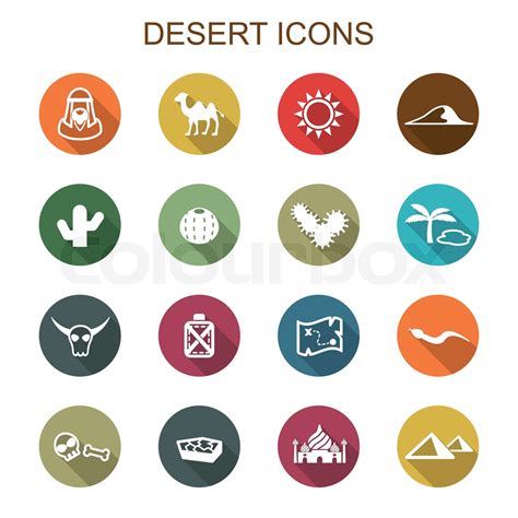 Desert Long Shadow Icons Stock Vector Colourbox