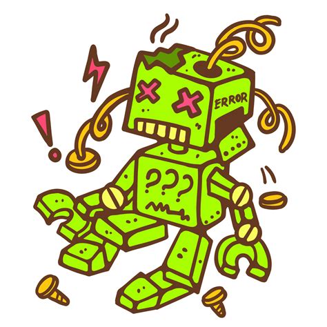 Mano Dibujado Gracioso Error Roto Robot Dibujos Animados Ilustraci N