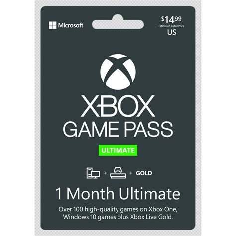 Xbox Game Pass Ultimate 1 Month Sub Card Game Pass Live Gold