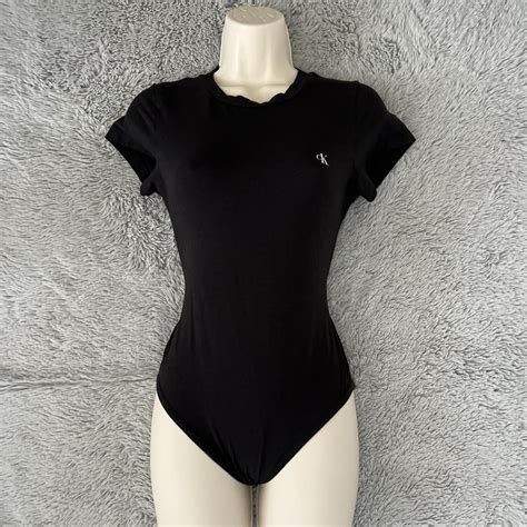 Size Xs S Calvin Klein Black Bodysuit With Ck Depop