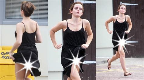 Emma Watson Sexy Upskirt Running Black Dress Youtube