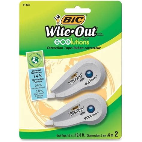Bic Wite Out Ecolutions Mini Correction Tape White 15 X 235 2