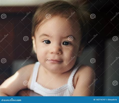 Close Up Portrait Of Baby Girl Stock Image Image Of Home Nursery