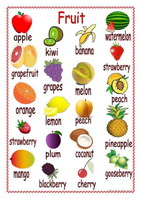 Pictionary Fruit English ESL Worksheets For Distance Learning And