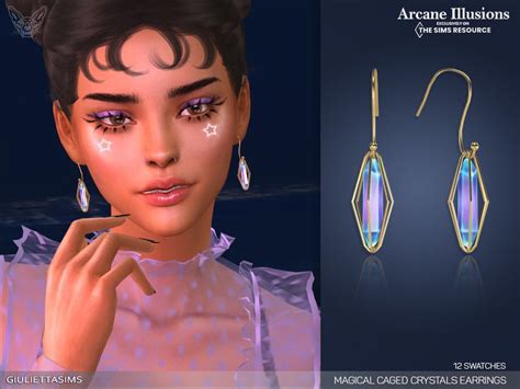 Sims 4 — Arcane Illusions Magical Caged Crystal Earrings By Feyona