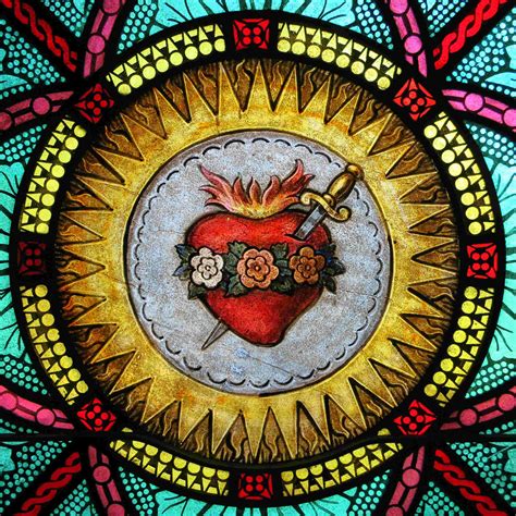 Ah, this divine love, which cannot be defined nor expressed, but which we experience without understanding it, is in that divine heart, which suffers deep wounds of love. bonaventure - sacred heart of jesus stained glass ...