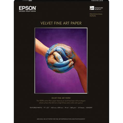 Epson Velvet Fine Art Paper 17x22 25 Sheets S042097