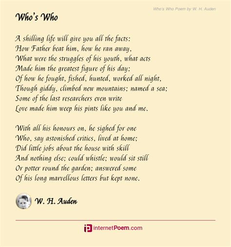 Who's Who Poem by W. H. Auden