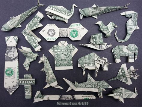 Money Origami Various Designs Money Origami Dollar Bill Origami
