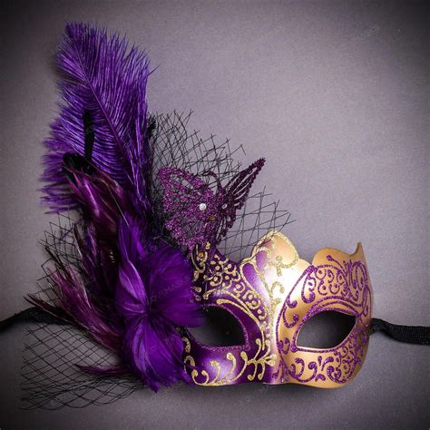 Elegant Sexy Butterfly Lace Feather Women Party Mask Masquerade Purple Gold Partycraftsforwomen