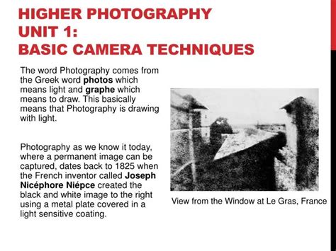 Ppt Higher Photography Unit 1 Basic Camera Techniques Powerpoint