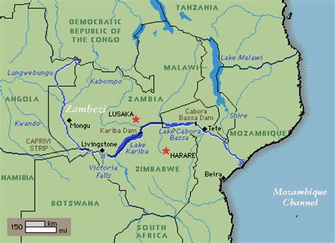 Zambezi river topographic map, elevation, relief. ZAMBEZI FLOODED SAVANNA
