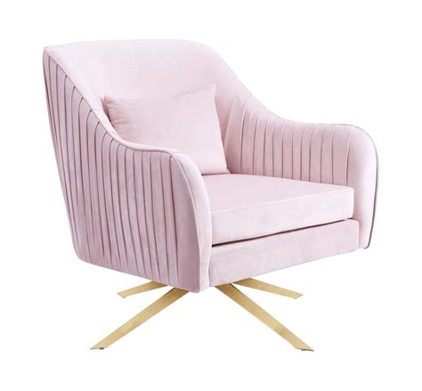 Paloma Pink Velvet Swivel Accent Chair By Meridian Furniture