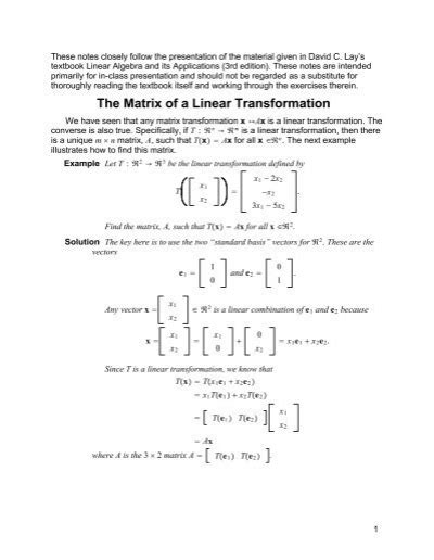 The Matrix Of A Linear Transformation