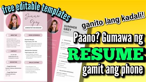 Paano Gumawa Ng Resume Free Editable Templates Riencyll Cabile