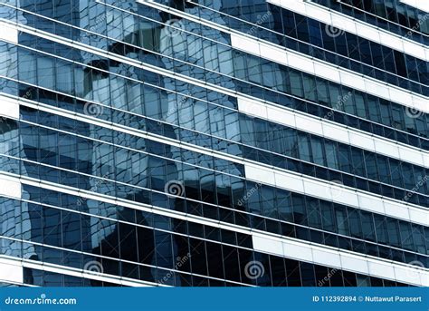 Close Up Glass Modern Business Office Building And Reflecion Of Stock