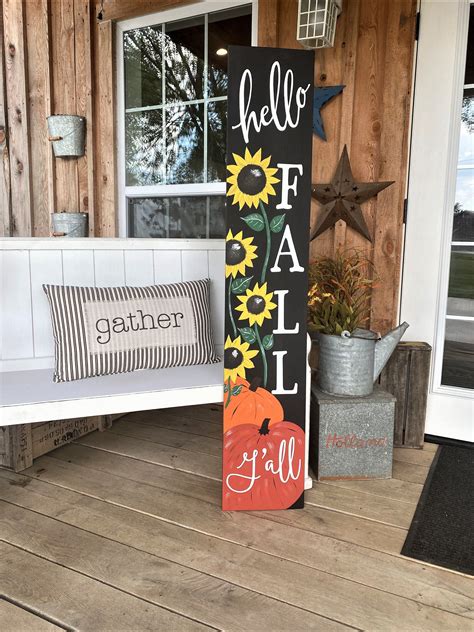 Hello Fall Yall Porch Sign Fall Pumpkin Porch Sign Etsy In 2021