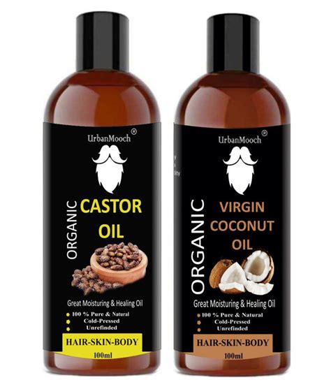 Urbanmooch 100 Pure And Natural Castor Oil And Virgin Coconut Oil 200 Ml Pack Of 2 Buy Urbanmooch