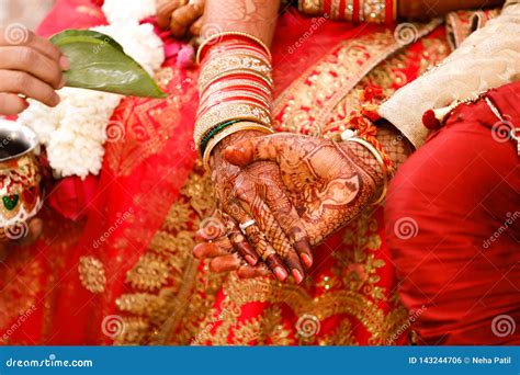 Indian Wedding Photography Groom And Bride Hands Stock Photo Image
