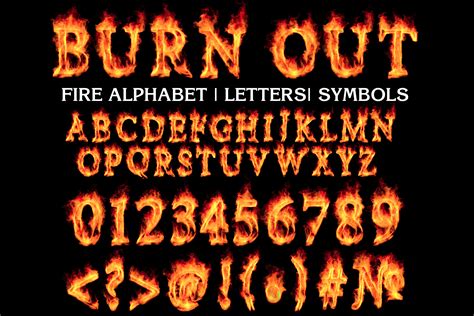 Fire Alphabet Letters And Numbers Flaming Alphabet Set Of Letter