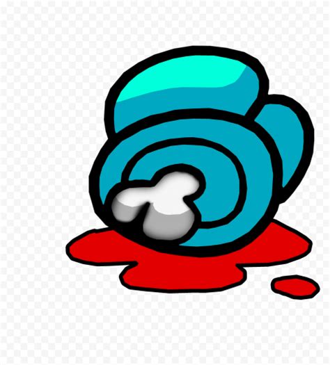 Hd Cyan Among Us Crewmate Character Dead Body With Blood Png Citypng