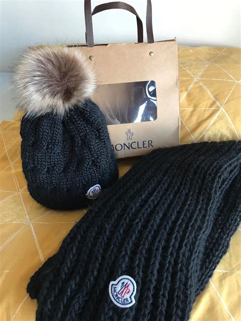 Moncler Beanie Hat And Scarf Unisex Set Black In Stratton St Margaret For