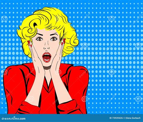 Vector Woman Shocked Face With Open Mouth In Pop Art Comics Style