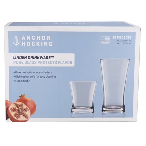 Anchor Hocking Linden Glass Beverage Set 16 Piece