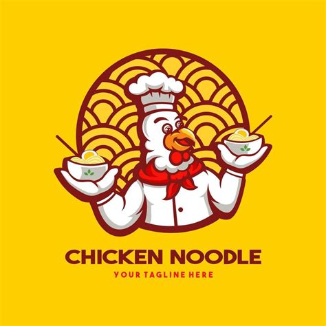 Chicken Noodle Restaurant Mascot Logo Design Illustration Vector 7751647 Vector Art At Vecteezy