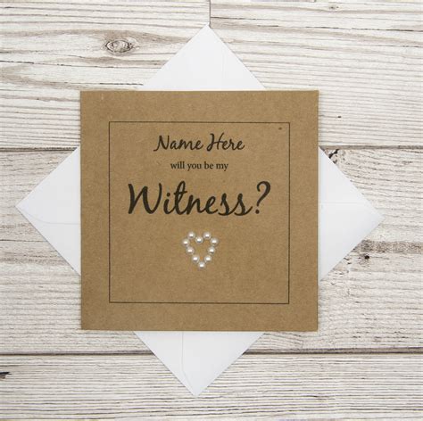 Witness Wedding Card Will You Be My Witness Personalised Etsy