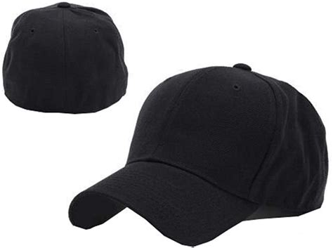 Elpishop Black Fitted Curved Bill Plain Solid Blank Baseball Cap Caps
