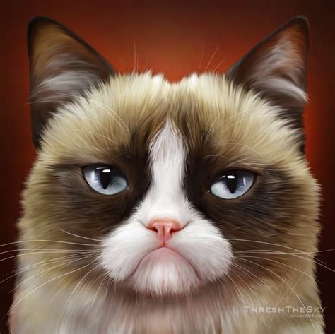 Grumpy Cat Painting By Threshthesky On Deviantart Grumpy Cat Meme