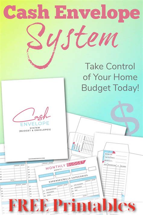 Free Four Page Cash Envelope System Printables Envelope Budget System