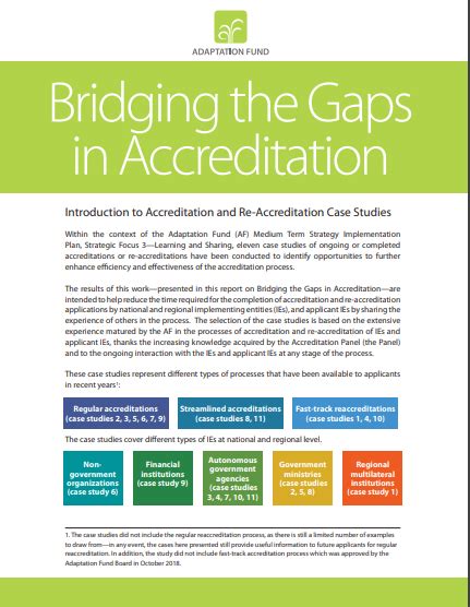 Bridging The Gaps In Accreditation Adaptation Fund